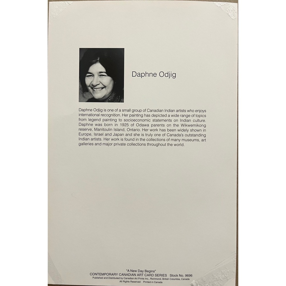 Daphne Odjig Canadian Indian A New Day Begins Card Series‎ Signed Colored 9"x6" - Picture 2 of 5